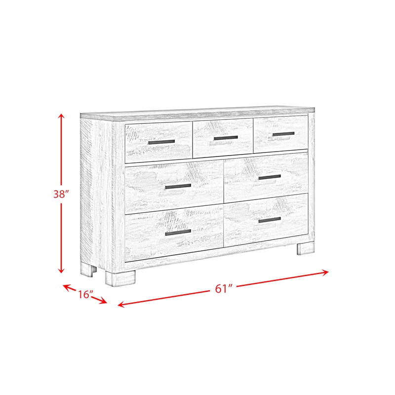 Picket House Furnishings Adam 6-Drawers Bedroom Dresser in Gray/Dark Gray Top