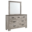 Picket House Furnishings Adam 7-Drawer Wood Dresser with Mirror in Gray