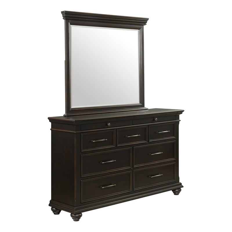 Picket House Furnishings Brooks 9-Drawer Wood Dresser with Mirror in Black