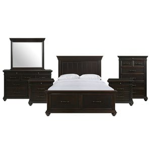 Picket House Furnishings Brooks Queen Platform Storage 6PC Bedroom Set in Black