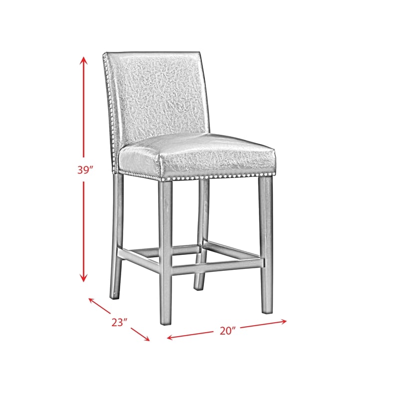Picket House Furnishings Pia Faux Leather Counter Side Chair in Black (Set of 2)