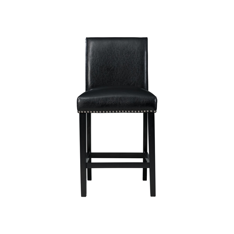 Picket House Furnishings Pia Faux Leather Counter Side Chair in Black (Set of 2)