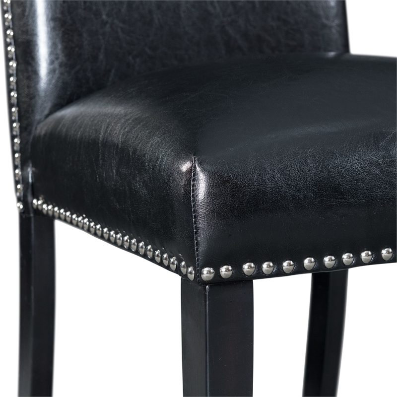 Picket House Furnishings Pia Faux Leather Counter Side Chair in Black (Set of 2)