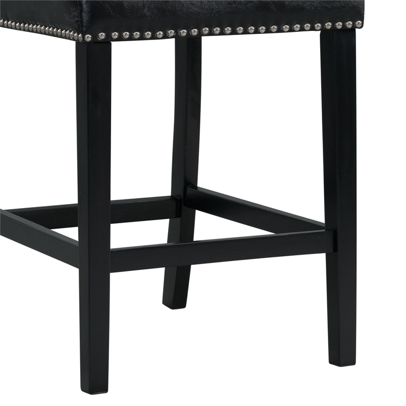 Picket House Furnishings Pia Faux Leather Counter Side Chair in Black (Set of 2)