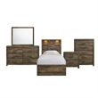 Picket House Furnishings Twin Bookcase Panel 5PC Bedroom Set with Bluetooth