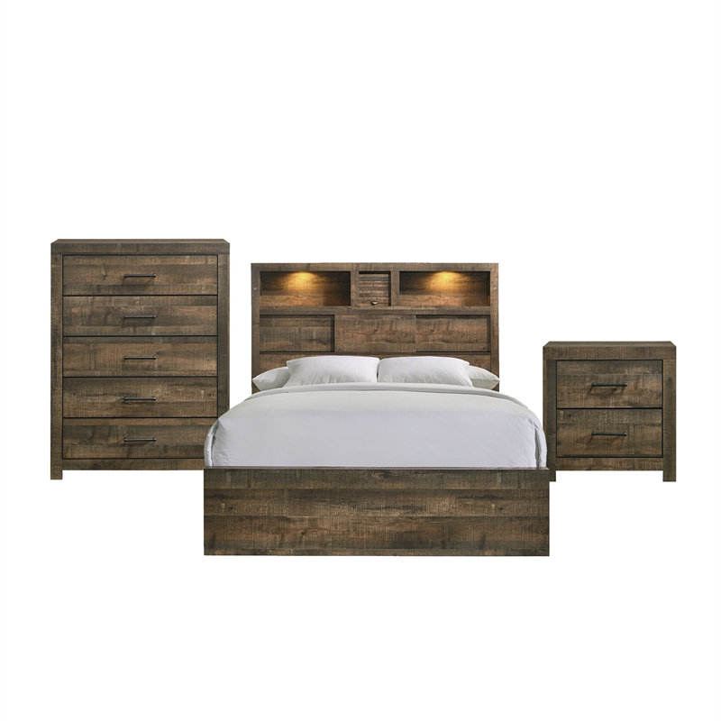 Picket House Furnishings Full Bookcase Panel 3PC Bedroom Set with Bluetooth