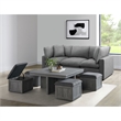 Picket House Furnishings Dawson Coffee Table with Four Storage Stools in Gray