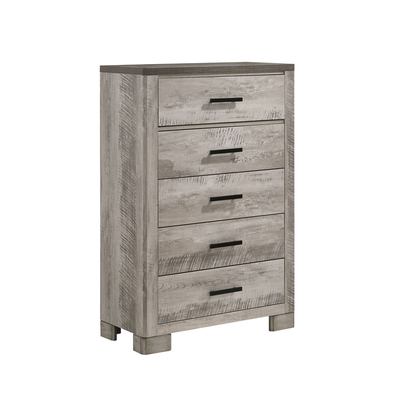 Picket House Furnishings Adam 5-Piece Twin Panel Bedroom Set in Gray