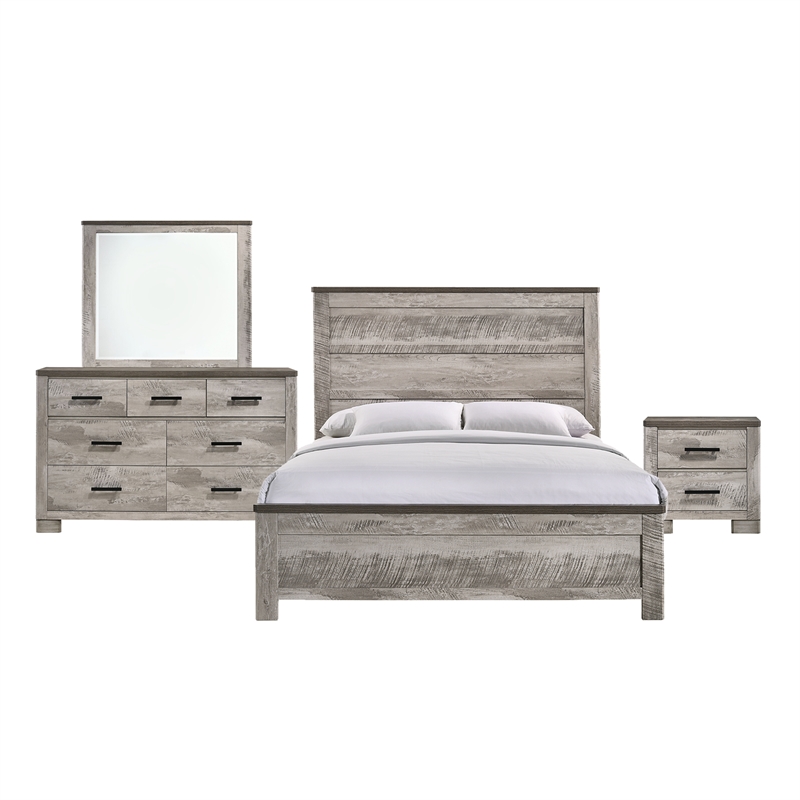 Picket House Furnishings Adam Full Panel 4PC Bedroom Set in Gray