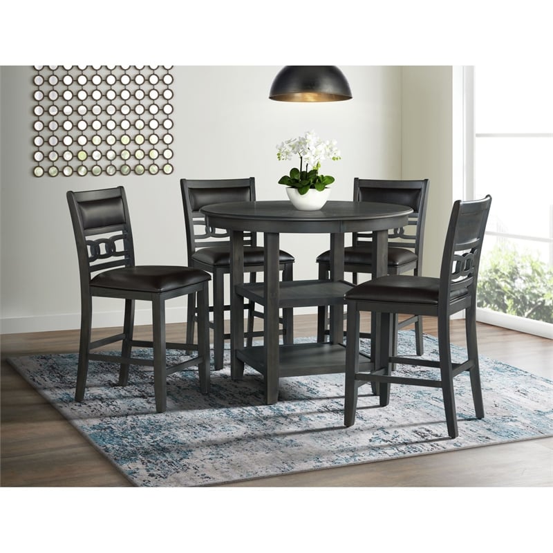 Picket House Furnishings Taylor Counter Height Faux Leather Side Chair Set
