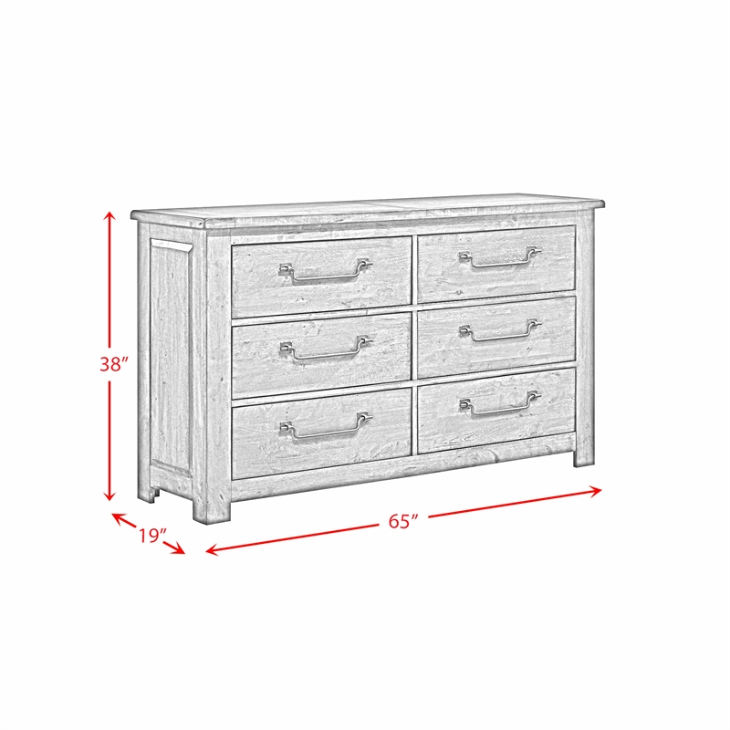 Picket House Furnishings Memphis 6-Drawer Dresser in Gray