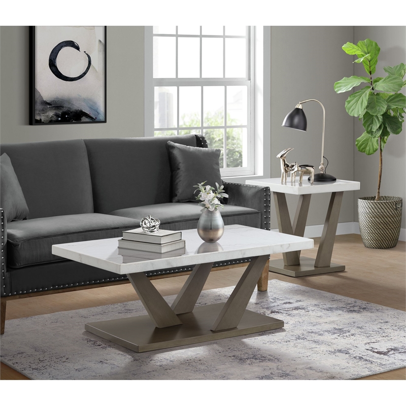 Picket House Furnishings Graham Square End Table in Gray