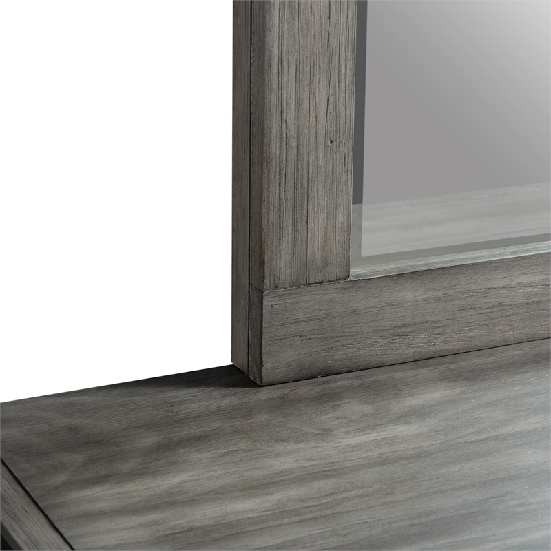 Picket House Furnishings Montauk 6-Drawer Wood Dresser & Mirror Set in Gray