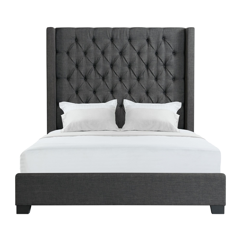 Picket House Furnishings Arden Queen Tufted Upholstered Bed in Charcoal