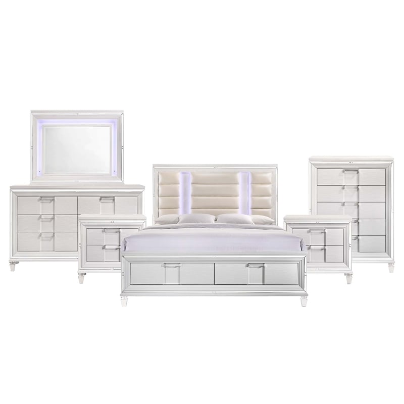 Picket House Furnishings Charlotte King Storage 6PC Bedroom Set in White