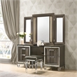 Picket House Furnishings Charlotte Vanity Stool with Acrylic Leg in Dark