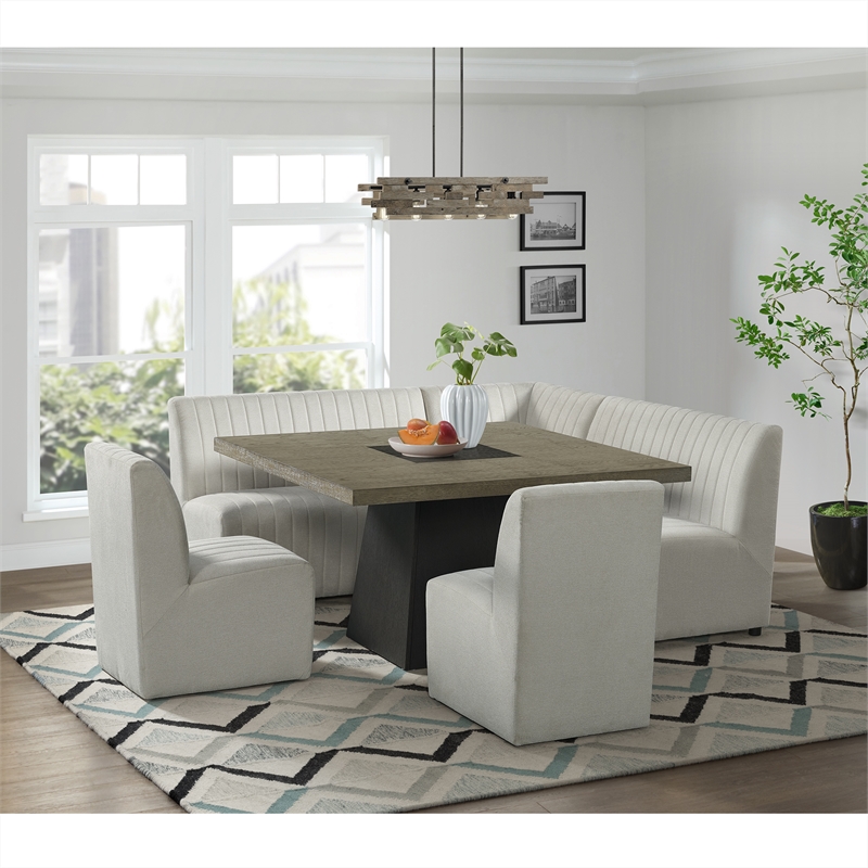 Picket House Furnishings Rizzo Dining Corner Chair in Beige Linen