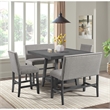 Picket House Furnishings Hester Counter Bench - Upholstered Back in Grey