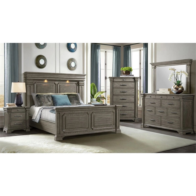 Picket House Furnishings Paterson Wood 6-Drawers Bedroom Chest in Gray
