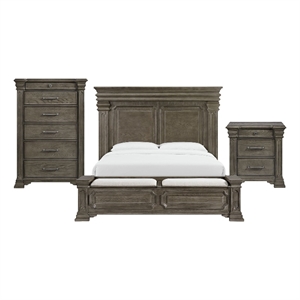 Picket House Furnishings Paterson  King Storage 3PC Bedroom Set in Gray