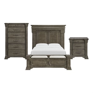 Picket House Furnishings Paterson  Queen Storage 3PC Bedroom Set in Gray