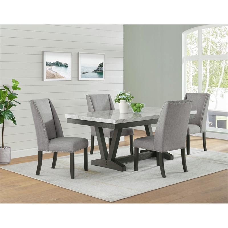 Picket House Furnishings Eve 5PC Dining Set in Charcoal-Table & Four Chairs