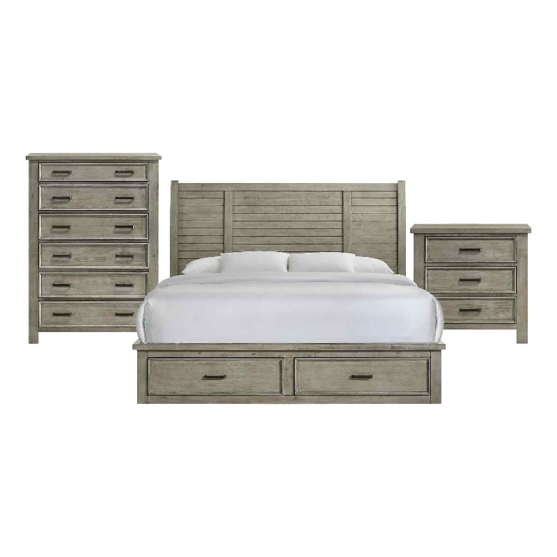 Picket House Furnishings Damen King Storage 3PC Bedroom Set in Drift Gray