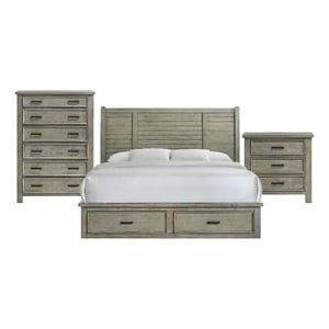 Picket House Furnishings Damen King Storage 3PC Bedroom Set in Drift Gray