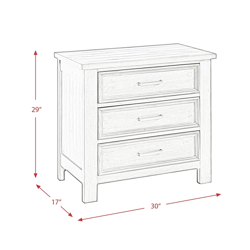 Picket House Furnishings Damen 3-Drawer Nightstand in Drift Grey