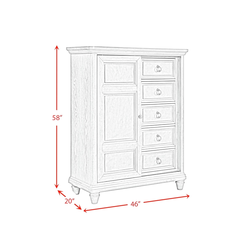 Picket House Furnishings Emiko 5-Drawer Door Chest in Light Gray