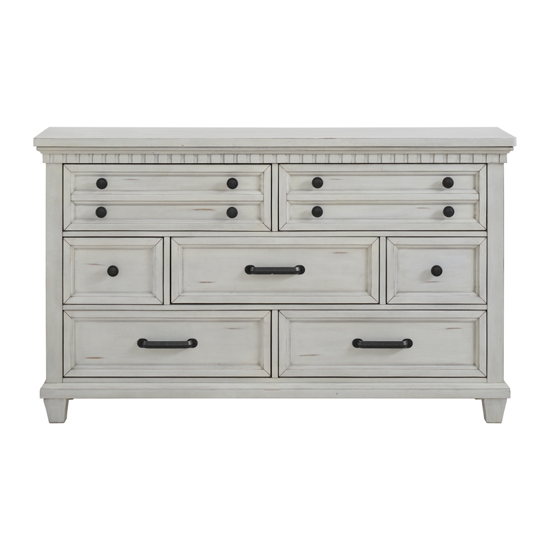 Picket House Furnishings Windom 7-Drawer Dresser in Antique White