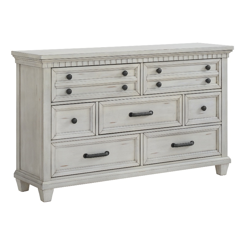 Picket House Furnishings Windom 7-Drawer Dresser in Antique White