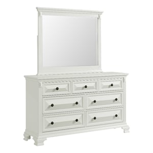 Picket House Furnishings Sumner Dresser and Mirror Set in Antique White