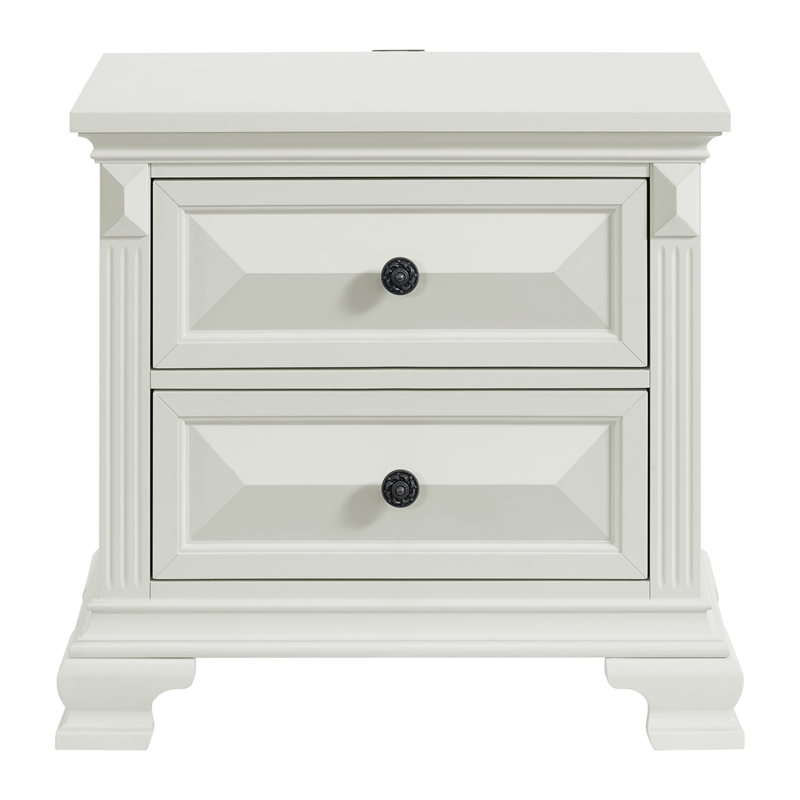 Picket House Furnishings Sumner 2-Drawer Nightstand with USB in Antique White