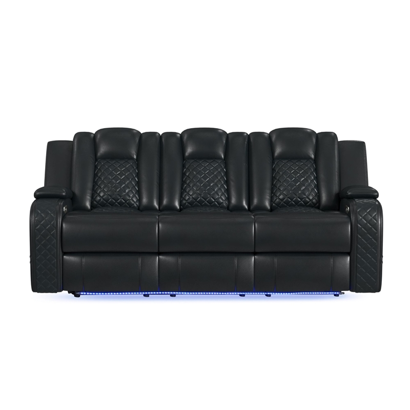 Picket House Furnishings Amias Power Motion Sofa - Pebble Black