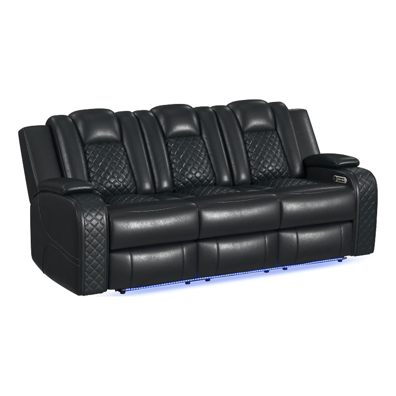 Picket House Furnishings Amias Power Motion Sofa - Pebble Black