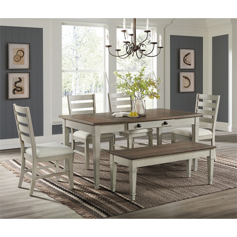 Picket House Furnishings Bloomfield 6PC Dining Set - Medium Brown & Washed Stone