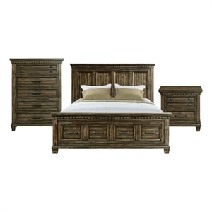 Picket House Furnishings Windom King Storage 3PC Bedroom Set in Charcoal