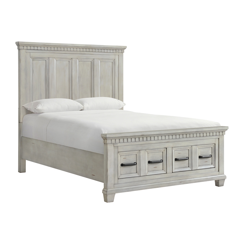 Picket House Furnishings Windom Queen Storage 3PC Bedroom Set in Antique White