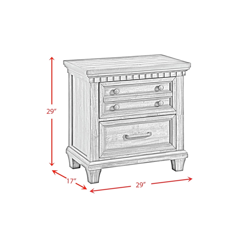 Picket House Furnishings Windom Queen Storage 3PC Bedroom Set in Antique White
