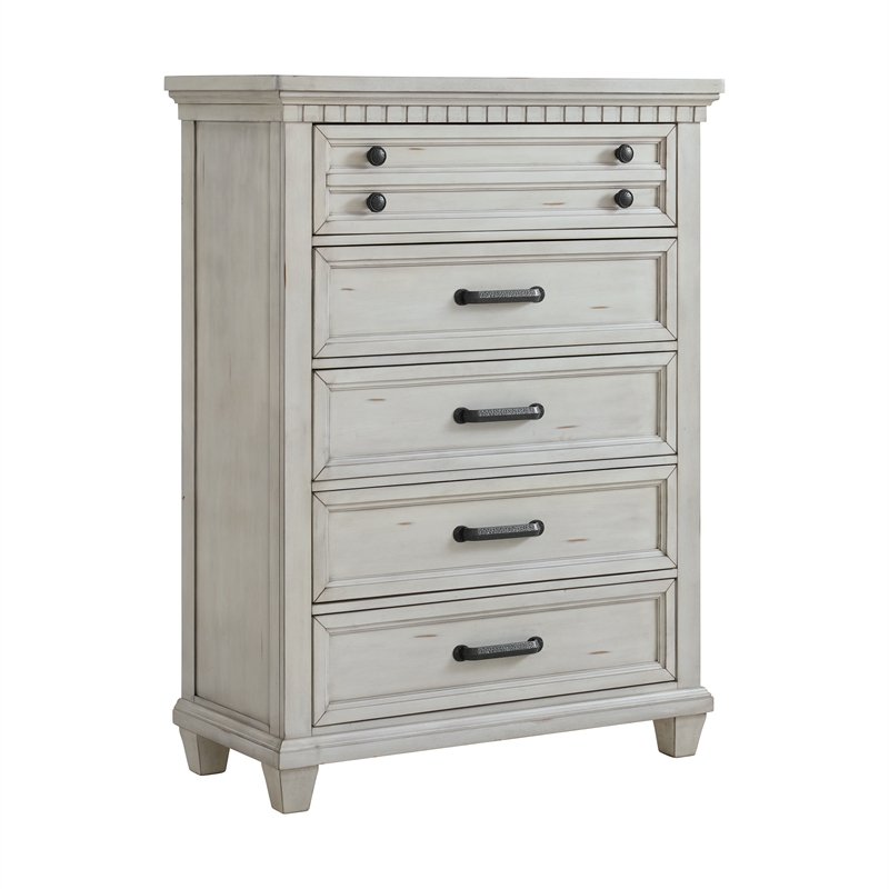 Picket House Furnishings Windom Queen Storage 3PC Bedroom Set in Antique White