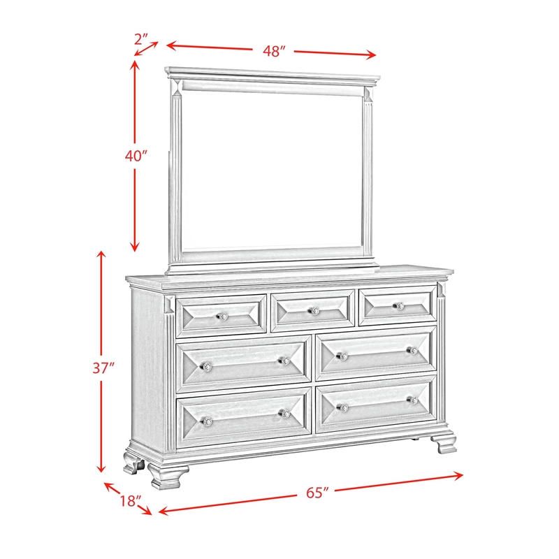 Picket House Furnishings Sumner King Panel 5PC Bedroom Set in Antique White