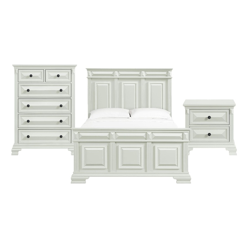 Picket House Furnishings Sumner Queen Panel 3PC Bedroom Set in Antique White