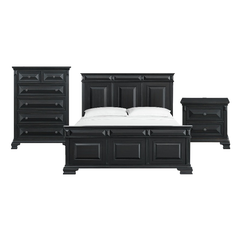 Picket House Furnishings Sumner King Panel 3PC Bedroom Set in Black