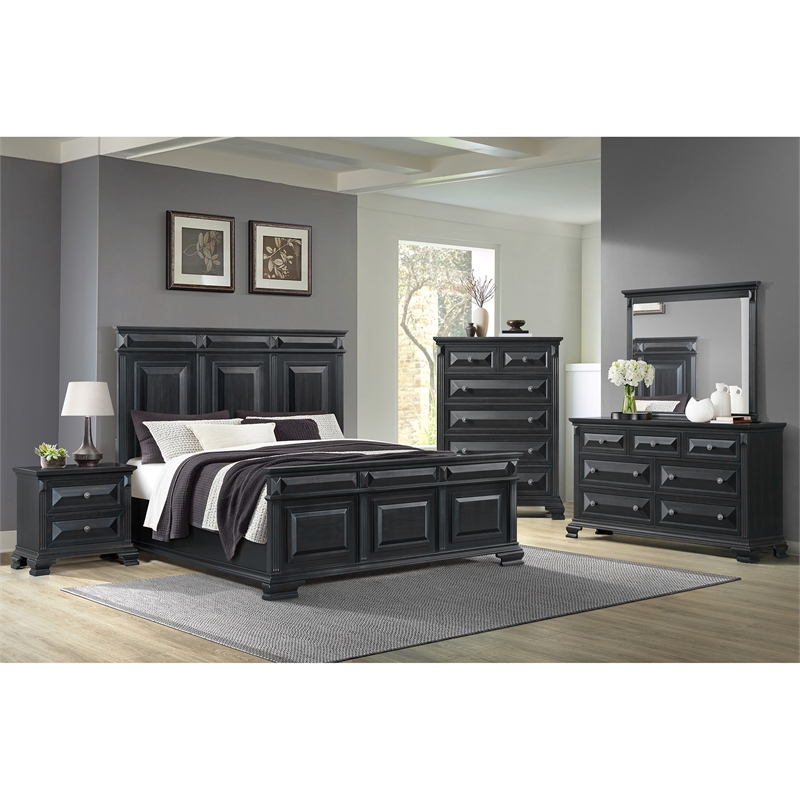 Picket House Furnishings Sumner Queen Panel 3PC Bedroom Set in Black
