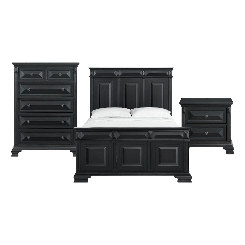 Picket House Furnishings Sumner Queen Panel 3PC Bedroom Set in Black