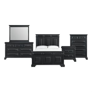 Picket House Furnishings Sumner Queen Panel 5PC Bedroom Set in Black