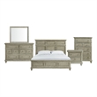 Picket House Furnishings Emiko King Panel 5PC Bedroom Set in Light Gray