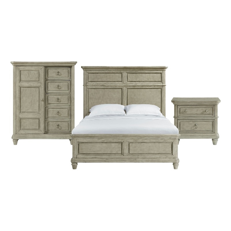 Picket House Furnishings Emiko Queen Panel 3PC Bedroom Set - Gray
