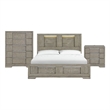 Picket House Furnishings Argo King Panel 3PC Bedroom Set with LED in Gray